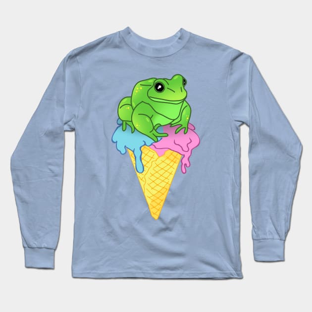 Ice Cream Frog Doodle Long Sleeve T-Shirt by FandomizedRose